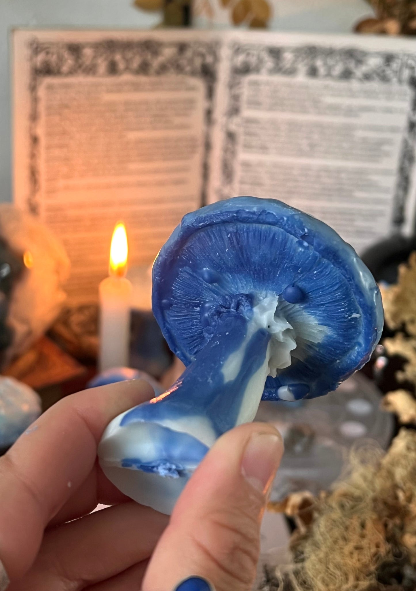 Indigo Milk Cap Mushroom Candles