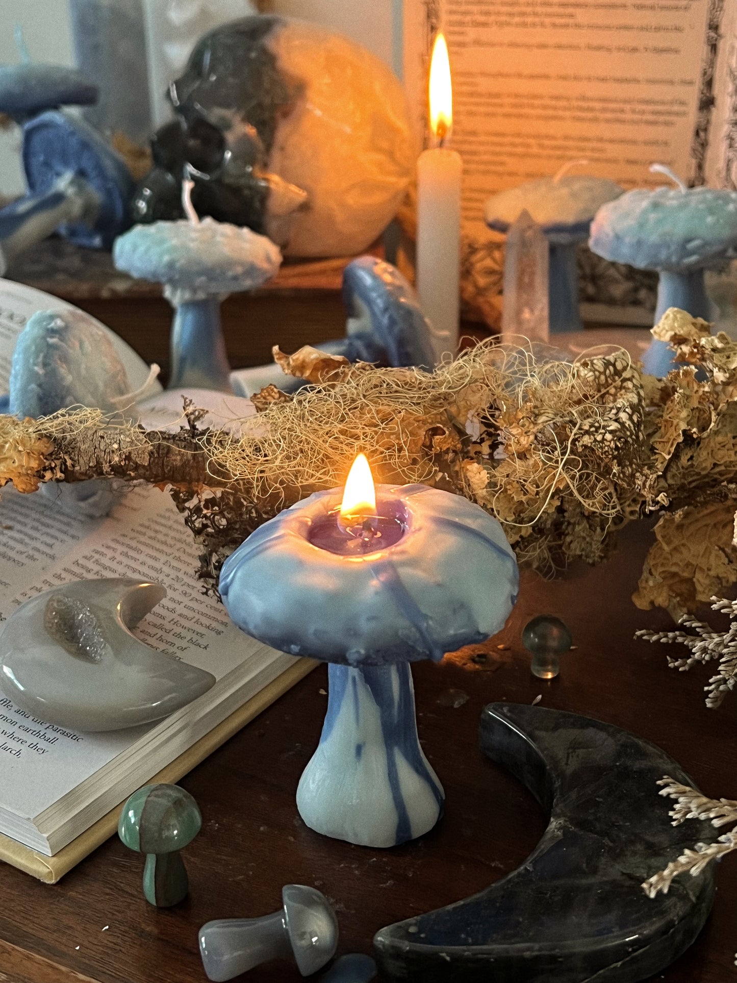 Indigo Milk Cap Mushroom Candles